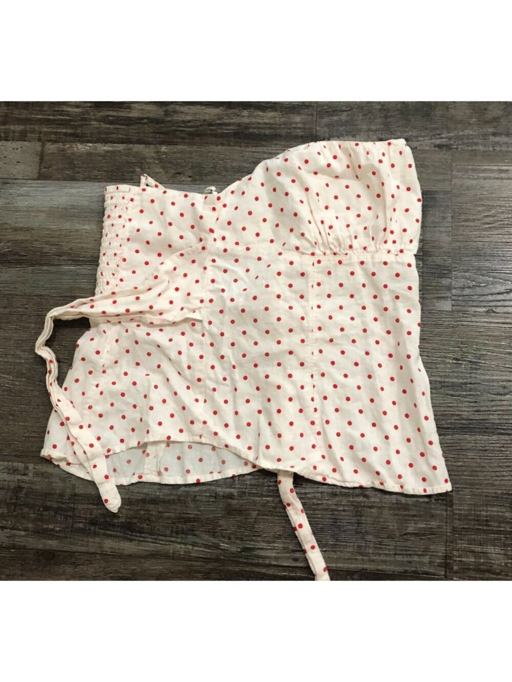 Maeve by Anthropologie Womens Size 6 White with Red Polka Dots Baby Doll Top Shi